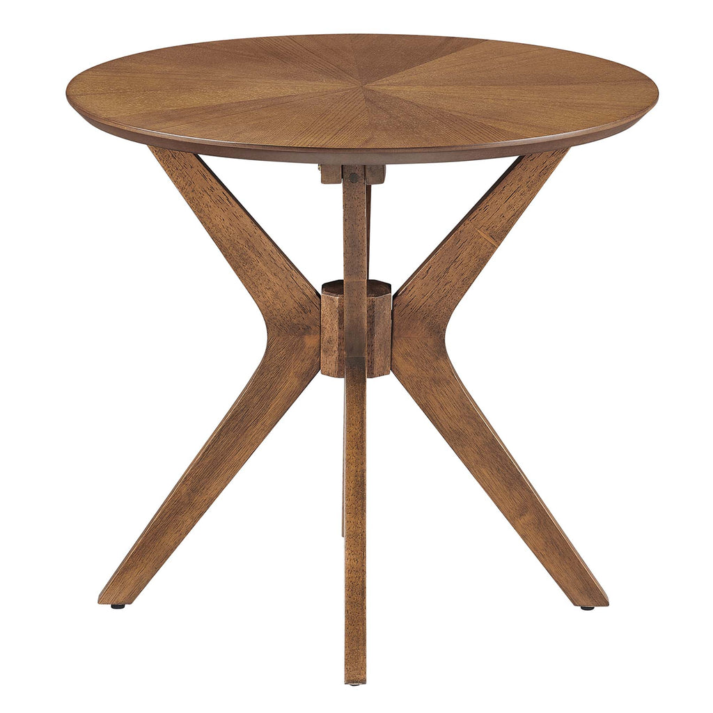 Crossroads 24" Round Wood Side Table - Walnut