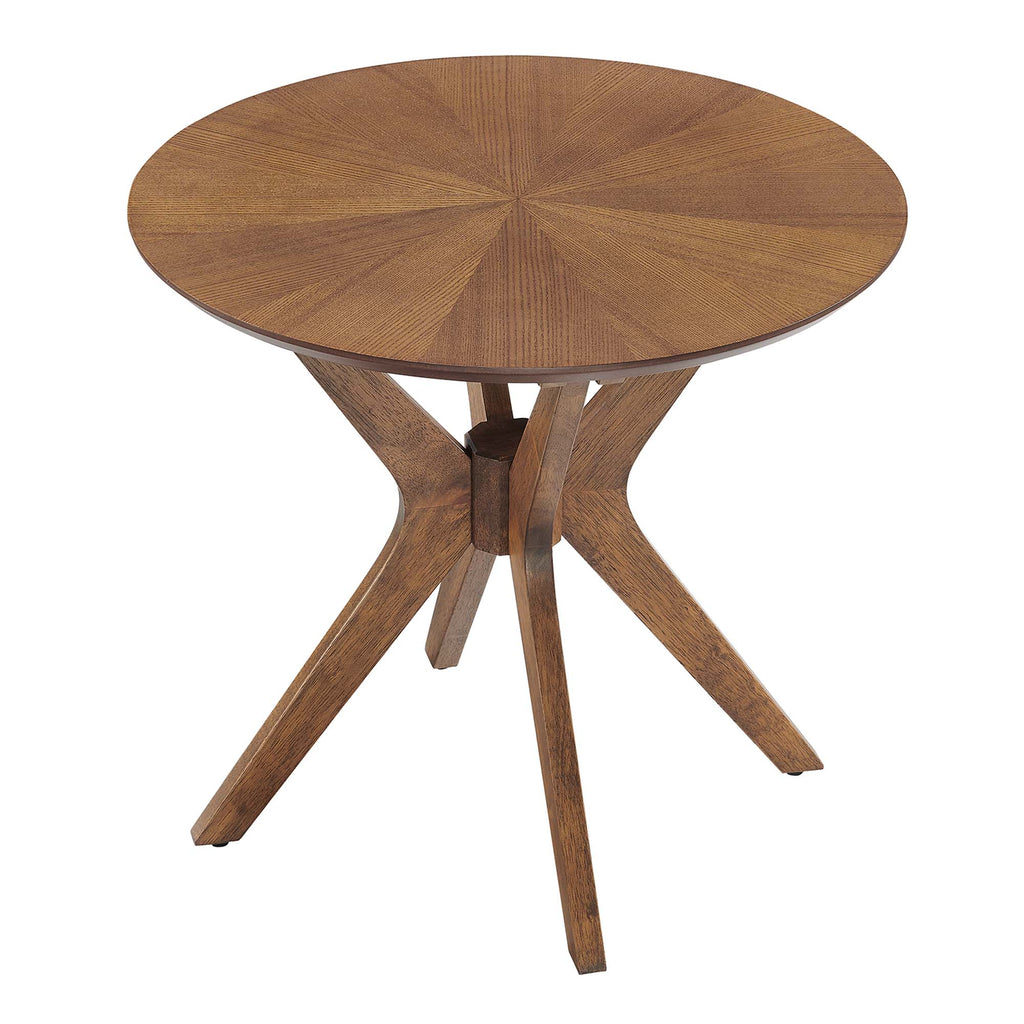 Crossroads 24" Round Wood Side Table - Walnut