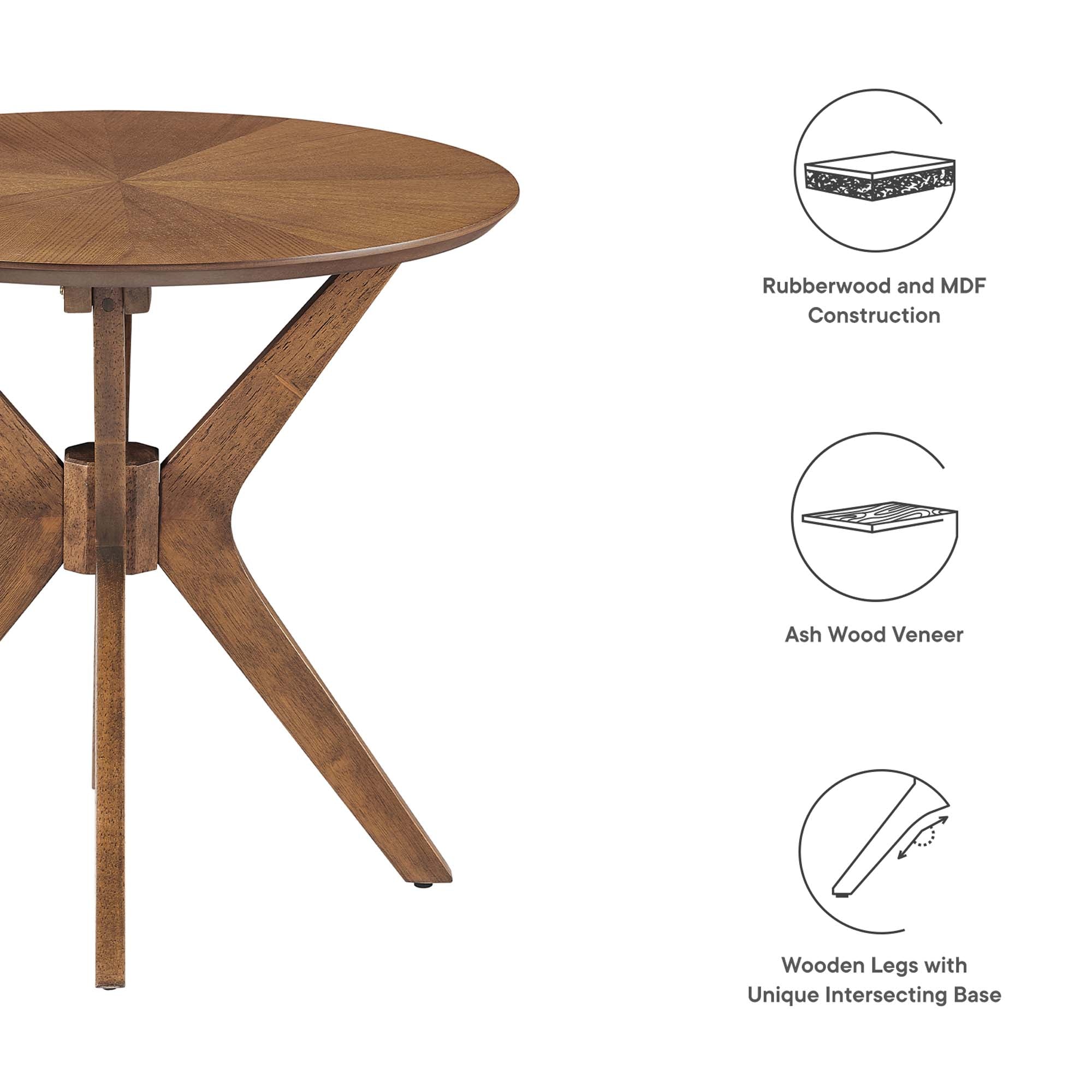 Crossroads 24" Round Wood Side Table - Walnut