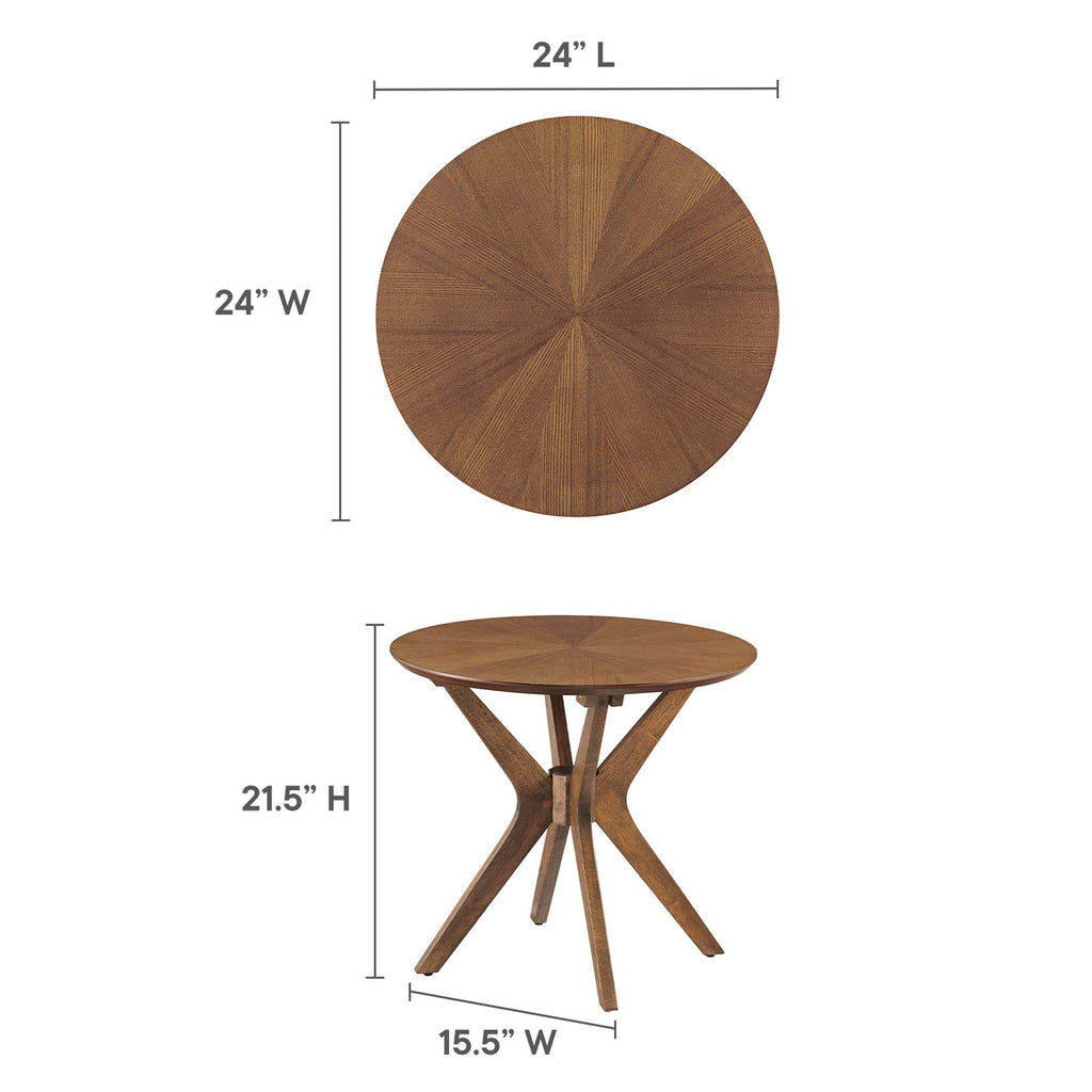 Crossroads 24" Round Wood Side Table - Walnut