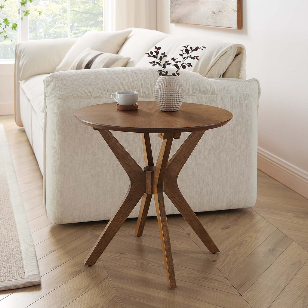 Crossroads 24" Round Wood Side Table - Walnut