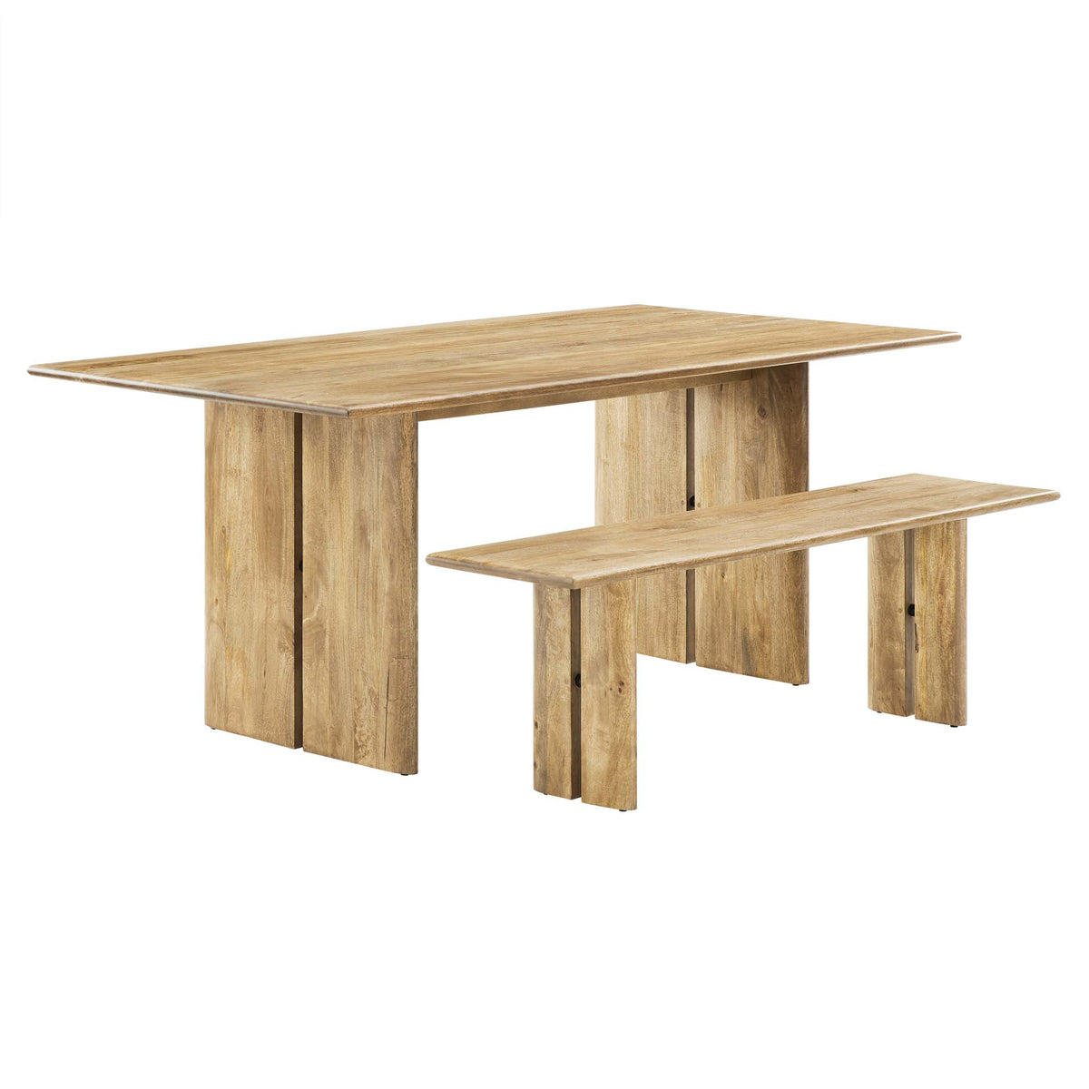 Amistad 72" Wood Dining Table and Bench Set - Oak