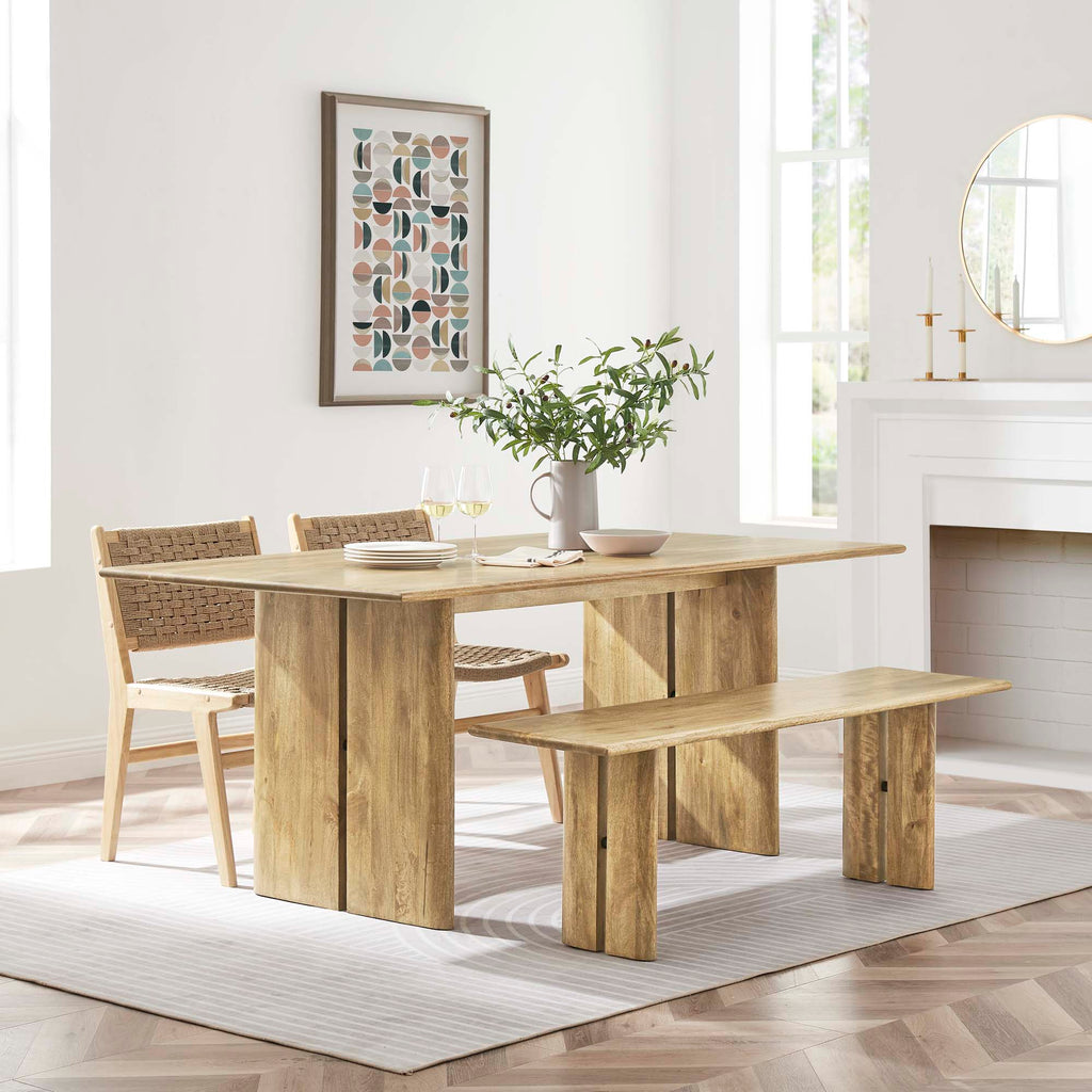 Amistad 72" Wood Dining Table and Bench Set - Oak