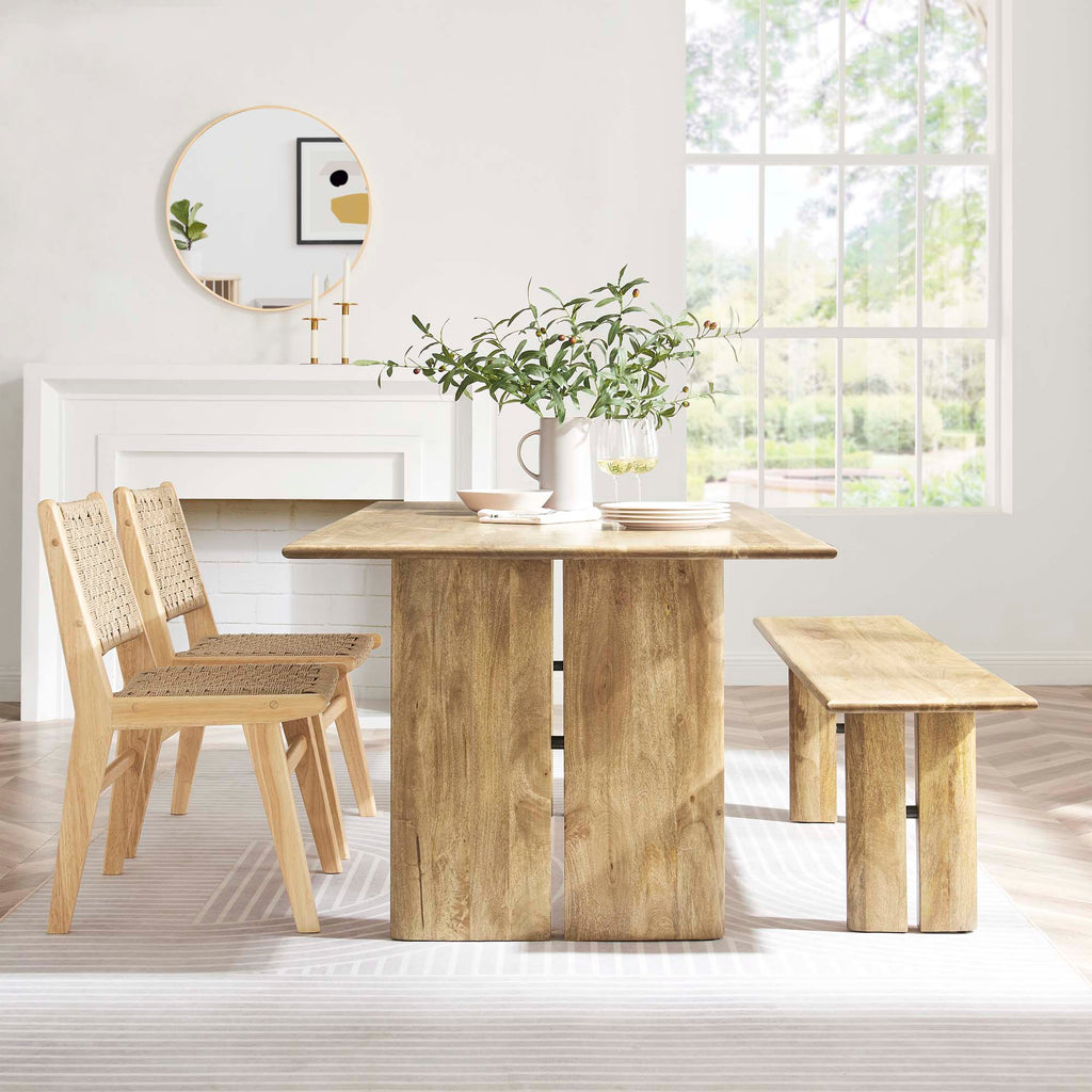 Amistad 72" Wood Dining Table and Bench Set - Oak
