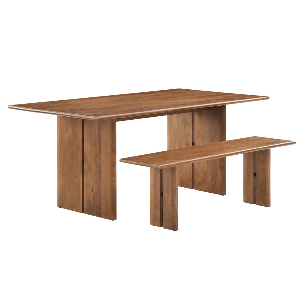 Amistad 72" Wood Dining Table and Bench Set - Walnut