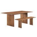 Amistad 72" Wood Dining Table and Bench Set - Walnut