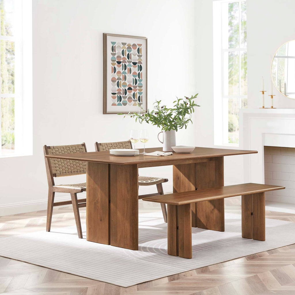 Amistad 72" Wood Dining Table and Bench Set - Walnut