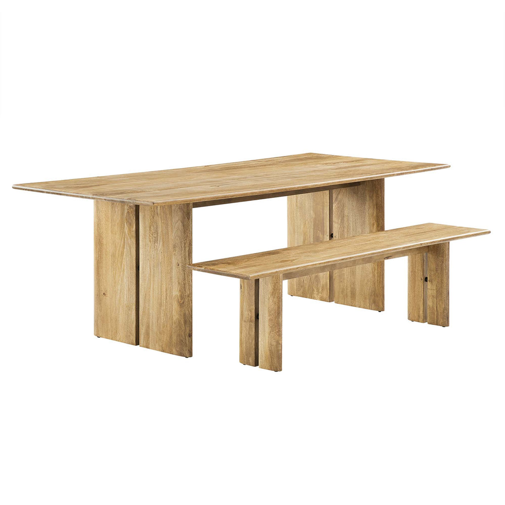 Amistad 86" Wood Dining Table and Bench Set - Oak