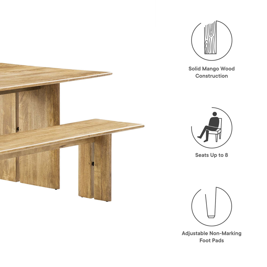 Amistad 86" Wood Dining Table and Bench Set - Oak