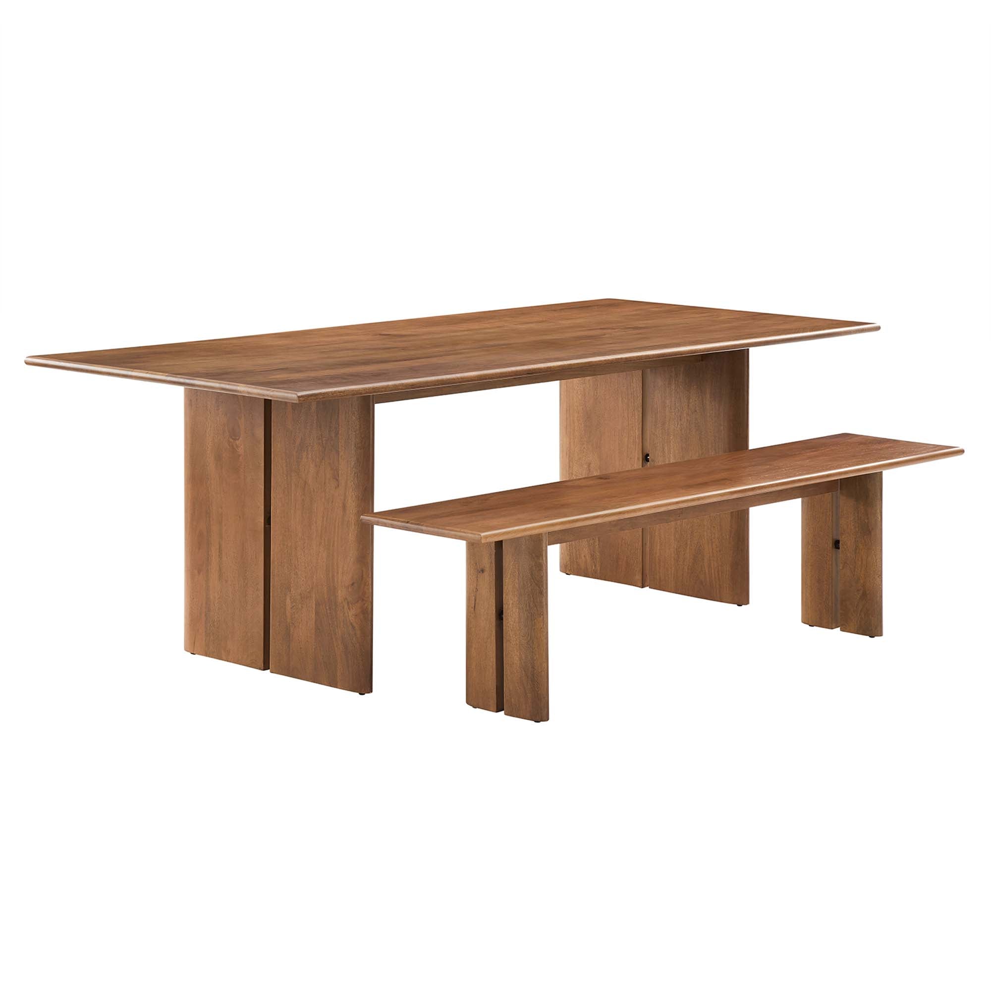 Amistad 86" Wood Dining Table and Bench Set - Walnut