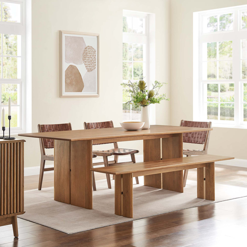 Amistad 86" Wood Dining Table and Bench Set - Walnut