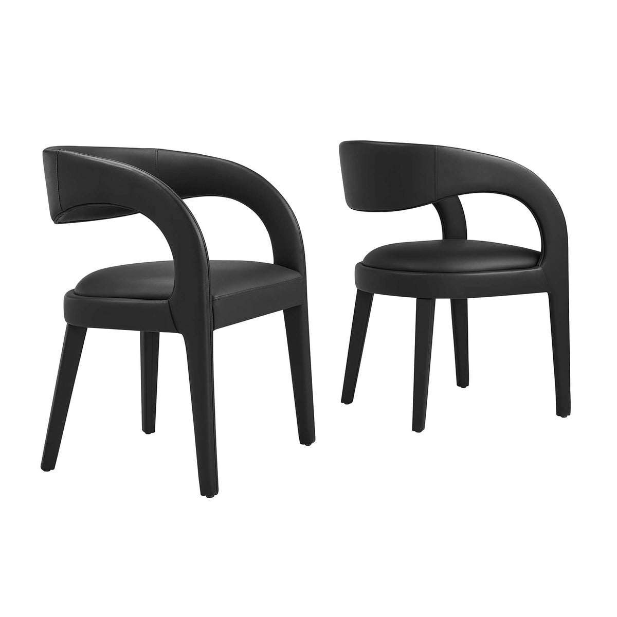 Pinnacle Vegan Leather Dining Chair Set of 2 - Black Vinyl