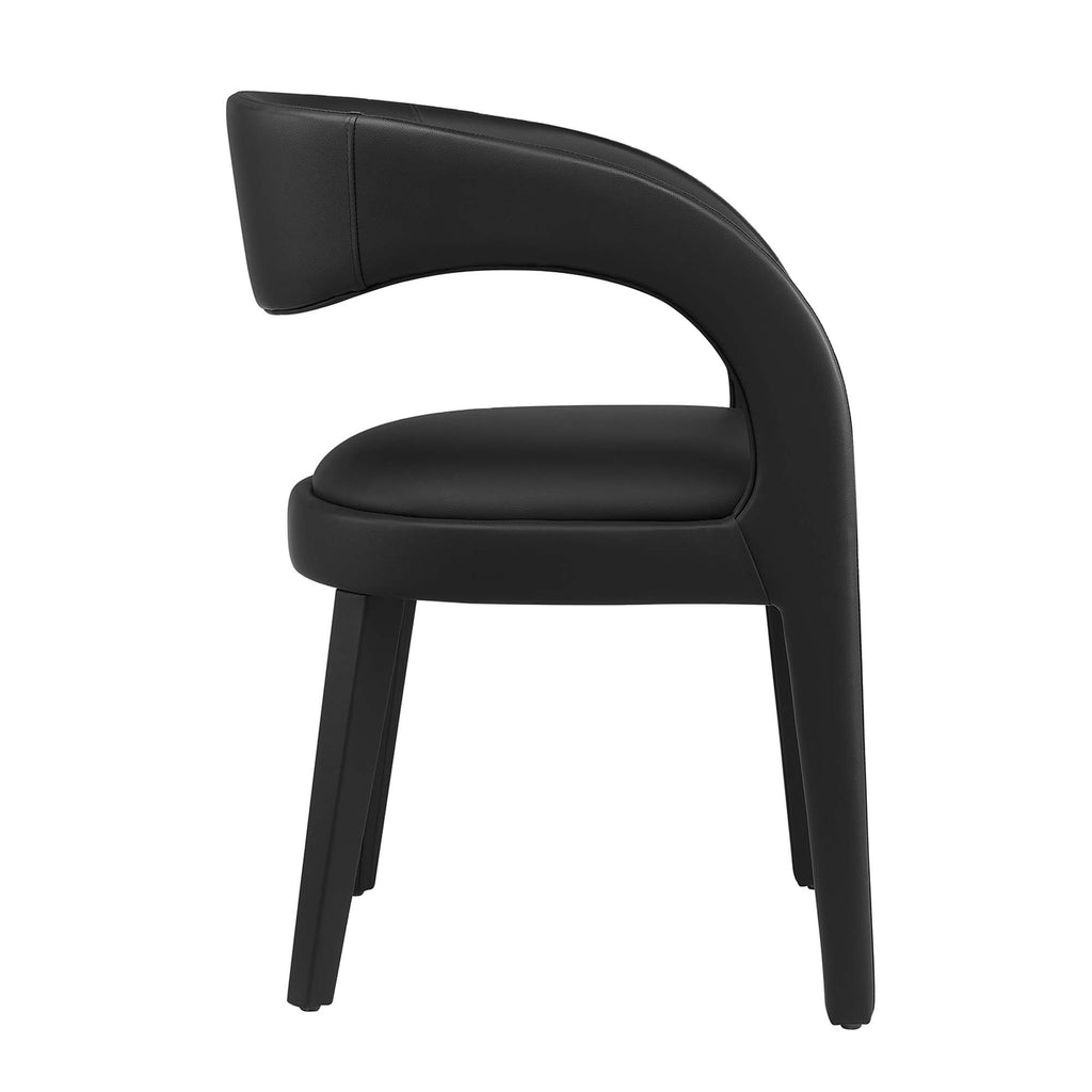 Pinnacle Vegan Leather Dining Chair Set of 2 - Black Vinyl