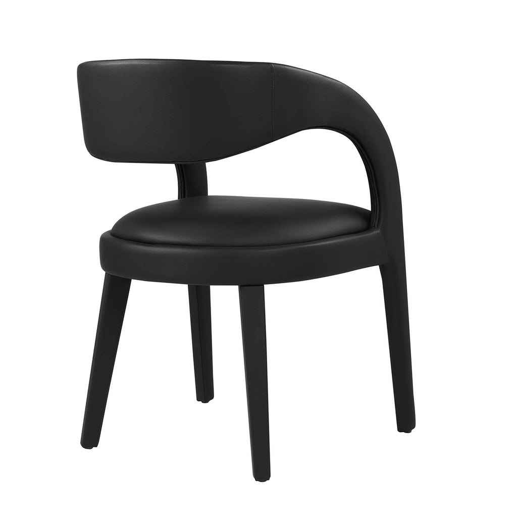 Pinnacle Vegan Leather Dining Chair Set of 2 - Black Vinyl
