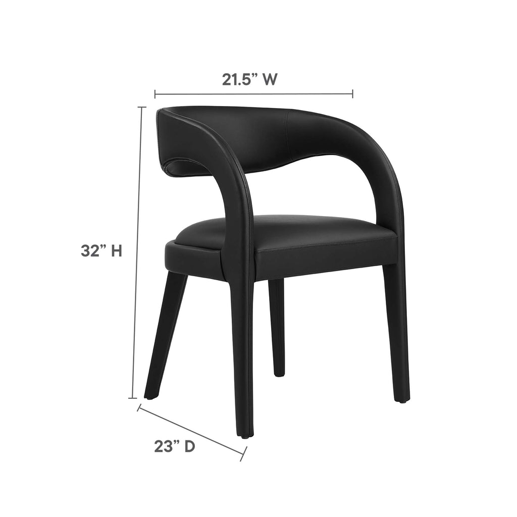 Pinnacle Vegan Leather Dining Chair Set of 2 - Black Vinyl