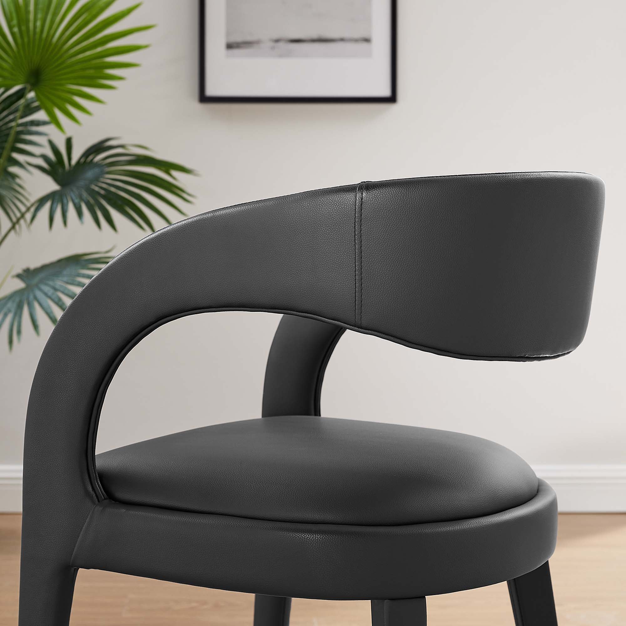 Pinnacle Vegan Leather Dining Chair Set of 2 - Black Vinyl