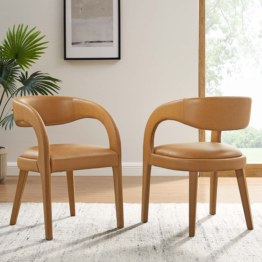 Pinnacle Vegan Leather Dining Chair Set of 2 - Tan