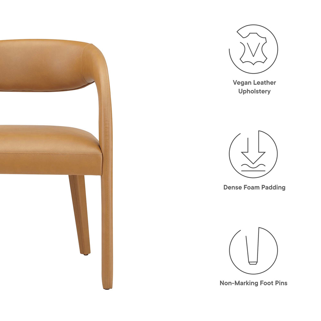 Pinnacle Vegan Leather Dining Chair Set of 2 - Tan