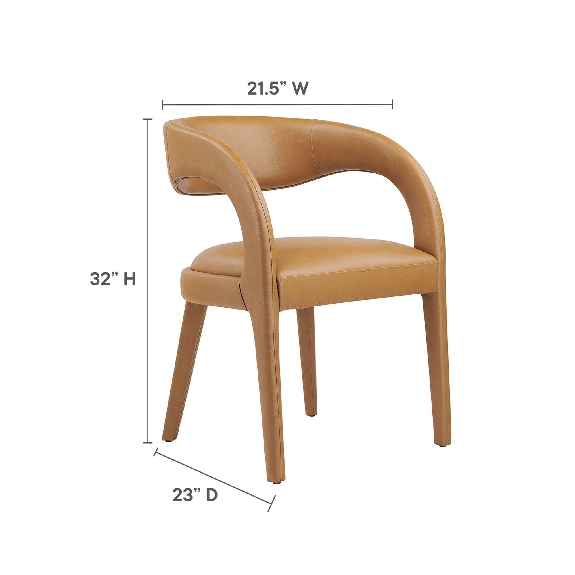 Pinnacle Vegan Leather Dining Chair Set of 2 - Tan