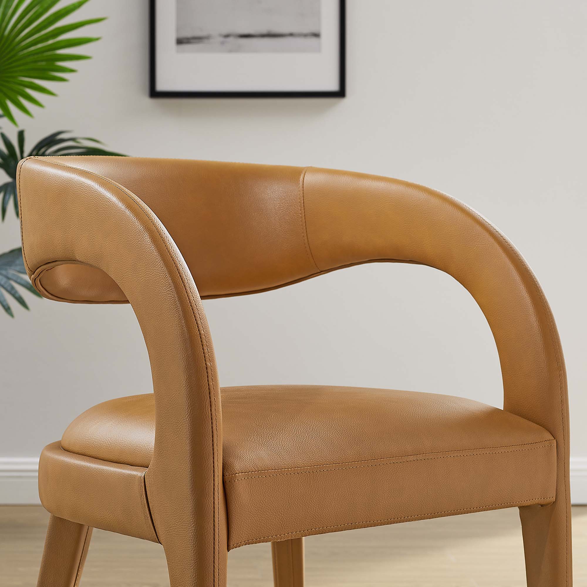 Pinnacle Vegan Leather Dining Chair Set of 2 - Tan