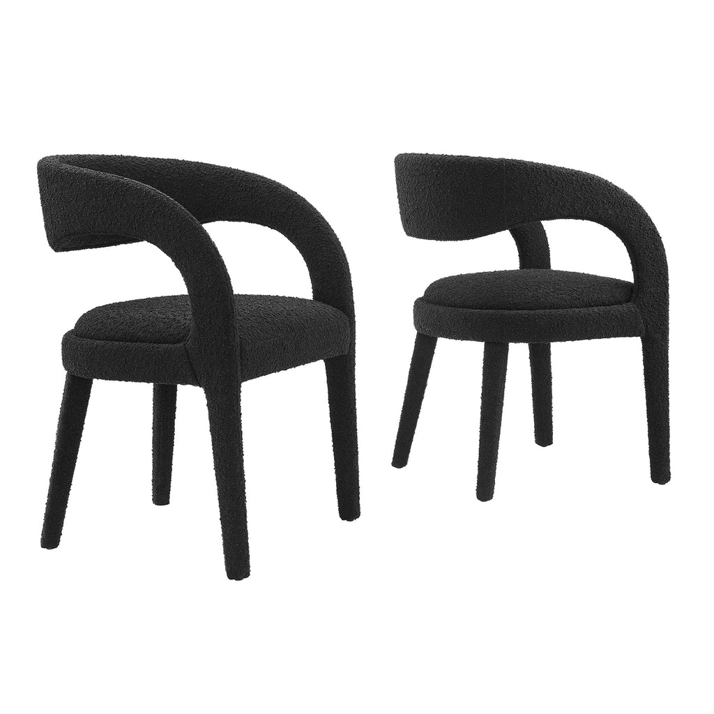 Pinnacle Boucle Upholstered Dining Chair Set of 2 - Black