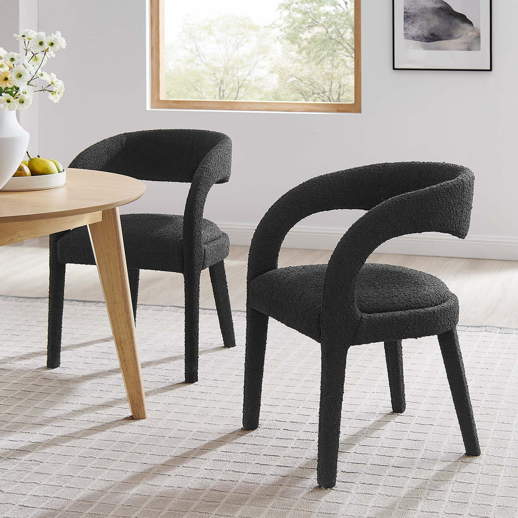 Pinnacle Boucle Upholstered Dining Chair Set of 2 - Black