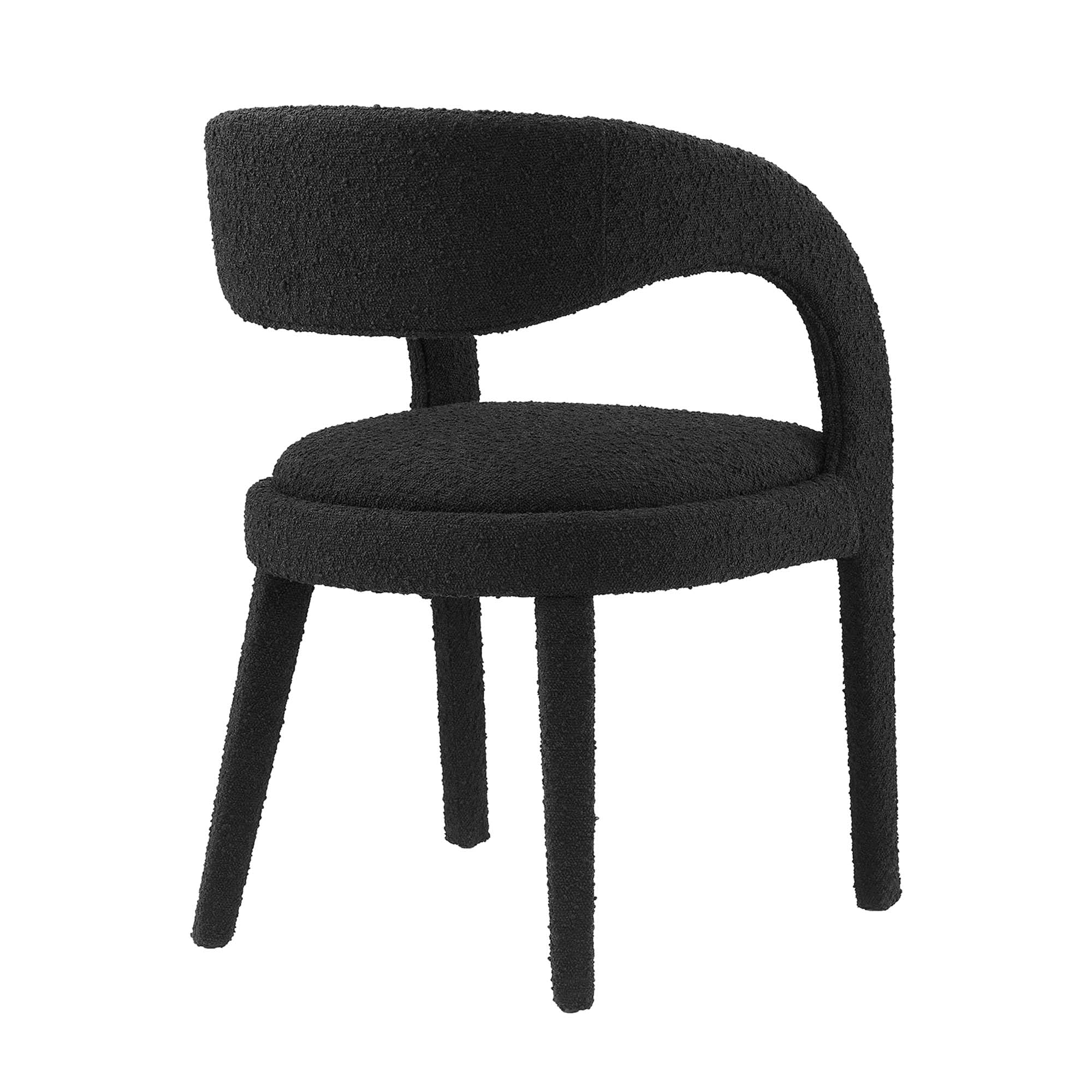 Pinnacle Boucle Upholstered Dining Chair Set of 2 - Black