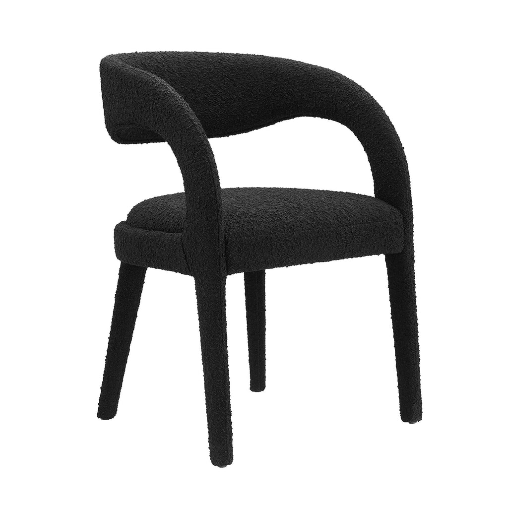 Pinnacle Boucle Upholstered Dining Chair Set of 2 - Black