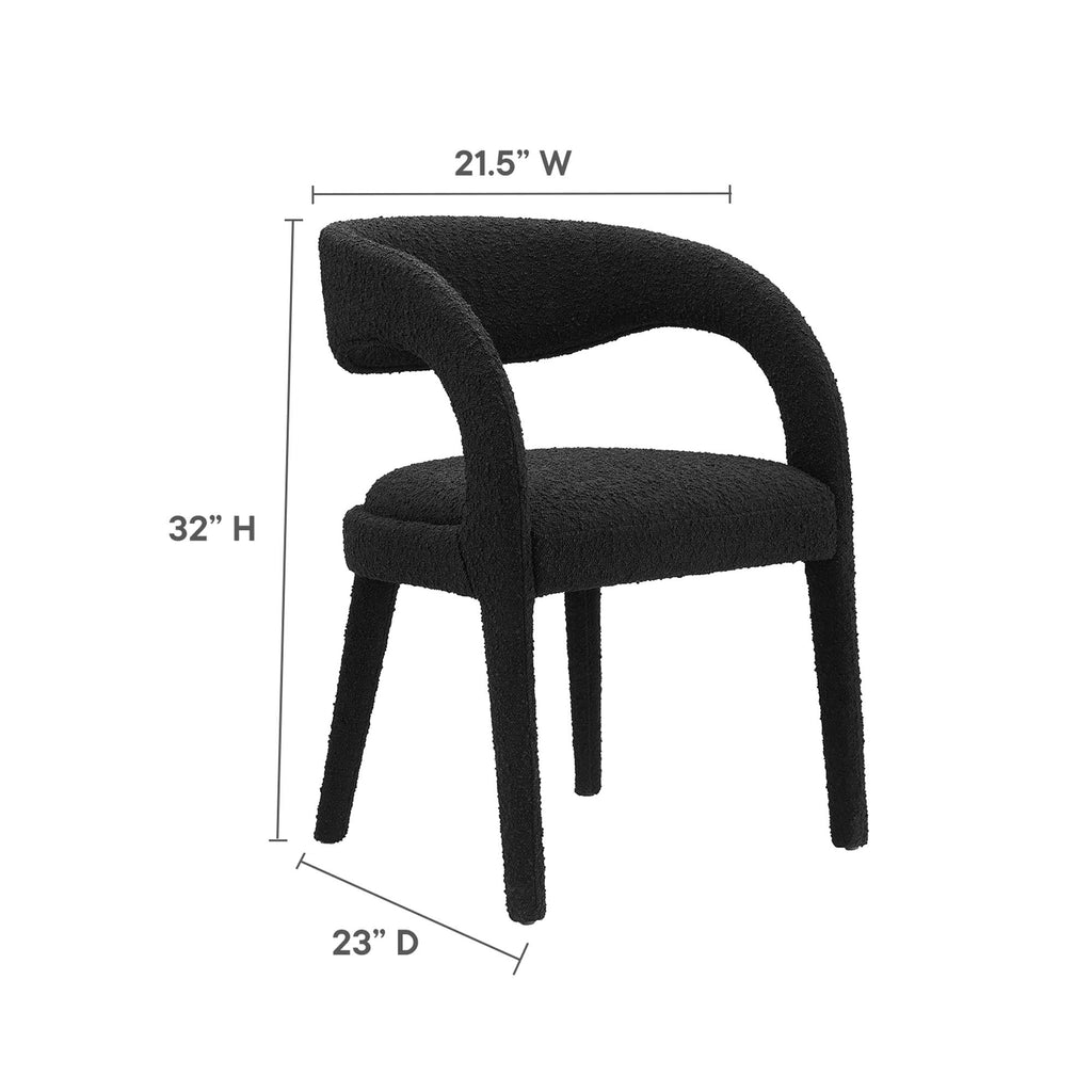 Pinnacle Boucle Upholstered Dining Chair Set of 2 - Black