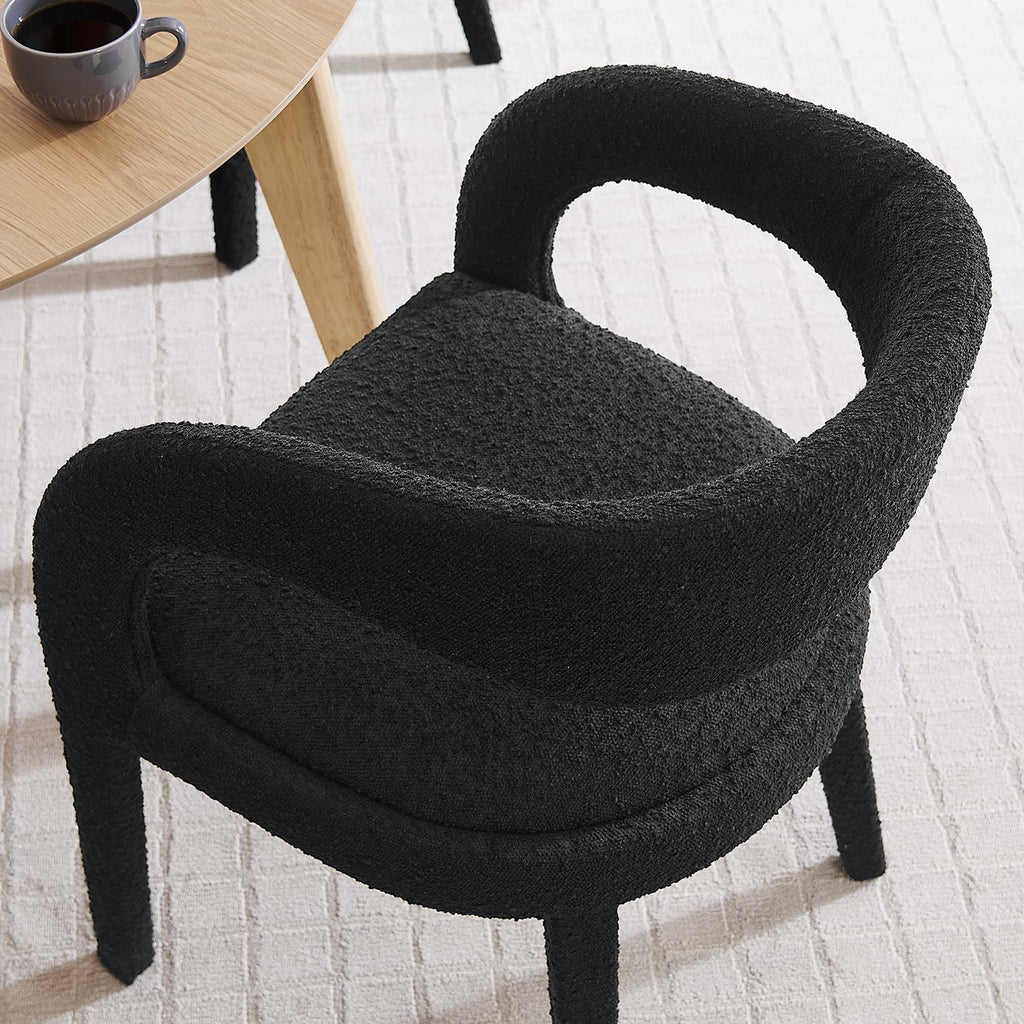 Pinnacle Boucle Upholstered Dining Chair Set of 2 - Black
