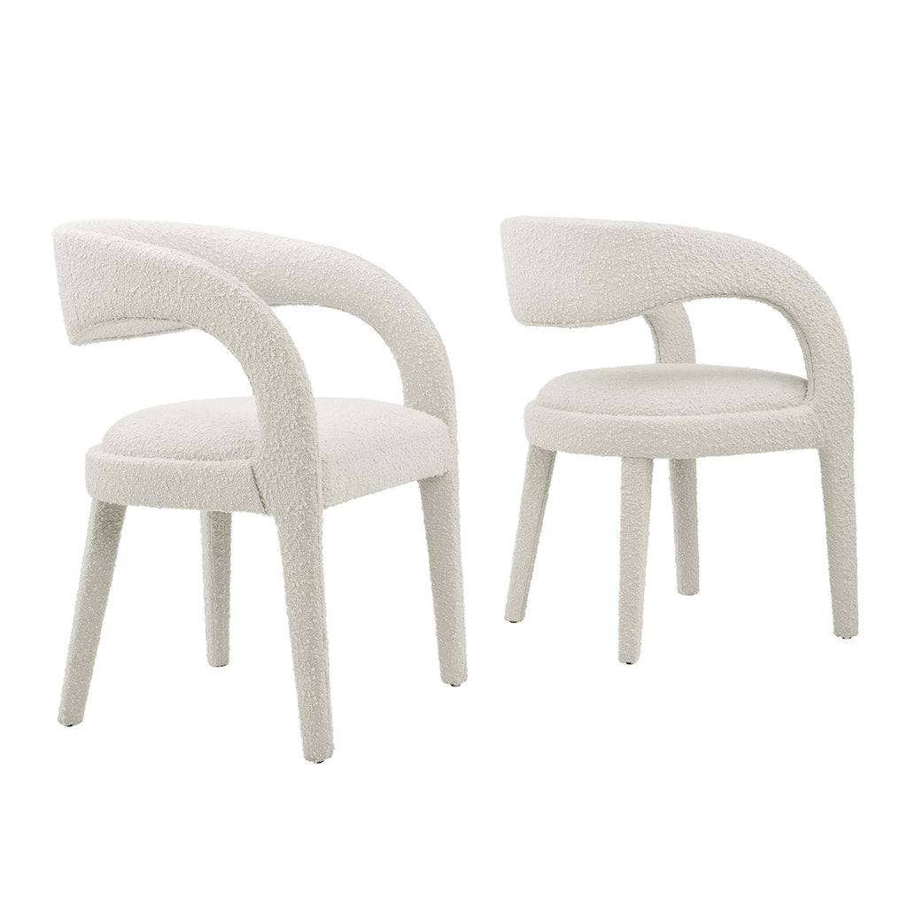 Pinnacle Boucle Upholstered Dining Chair Set of 2 - Ivory