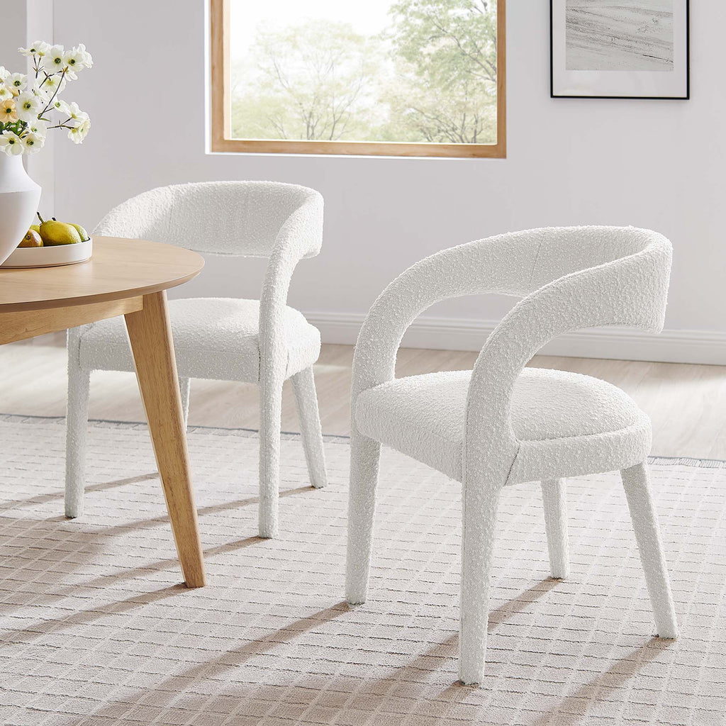 Pinnacle Boucle Upholstered Dining Chair Set of 2 - Ivory