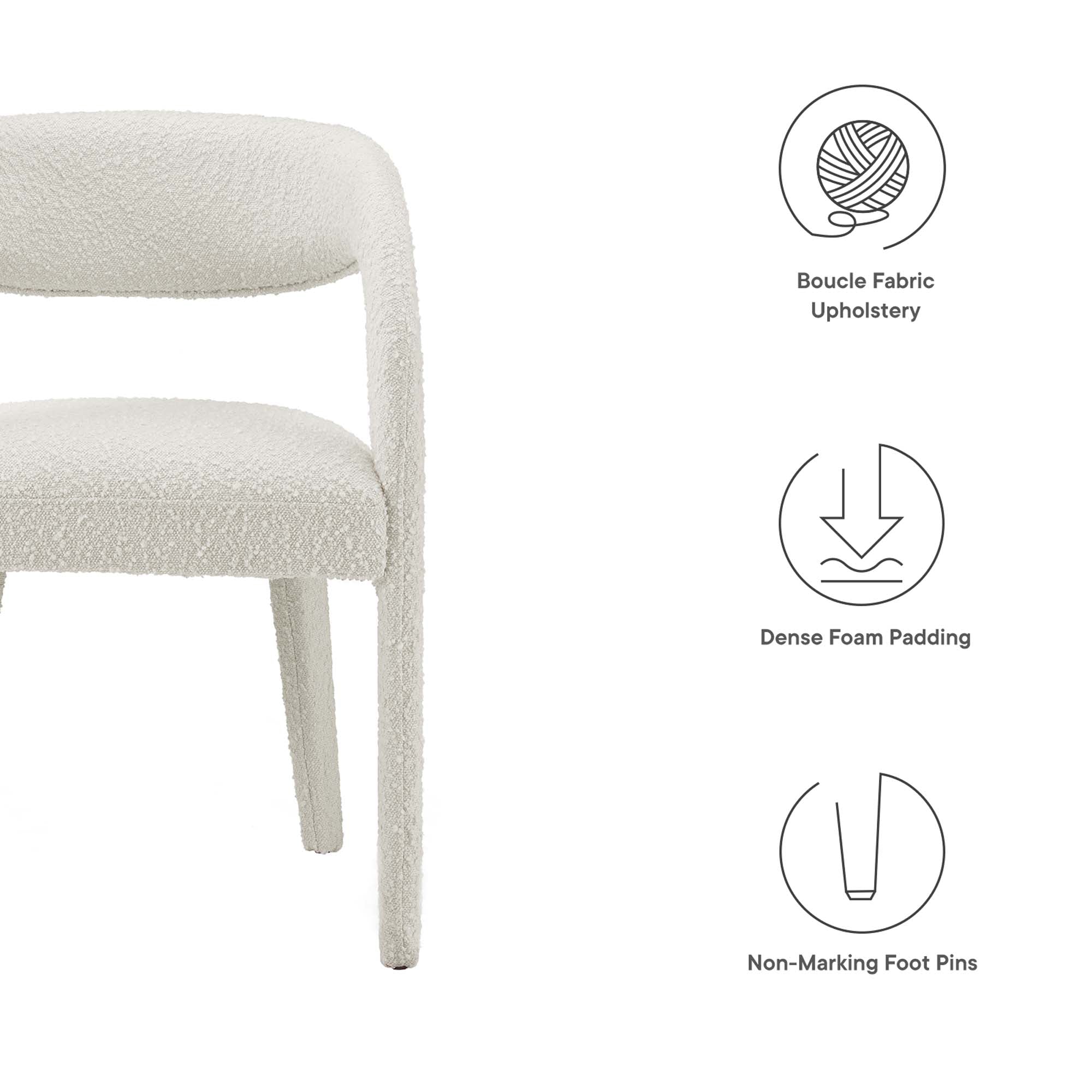Pinnacle Boucle Upholstered Dining Chair Set of 2 - Ivory