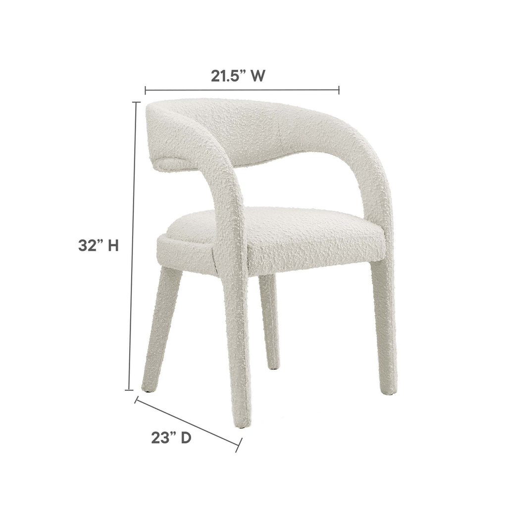 Pinnacle Boucle Upholstered Dining Chair Set of 2 - Ivory