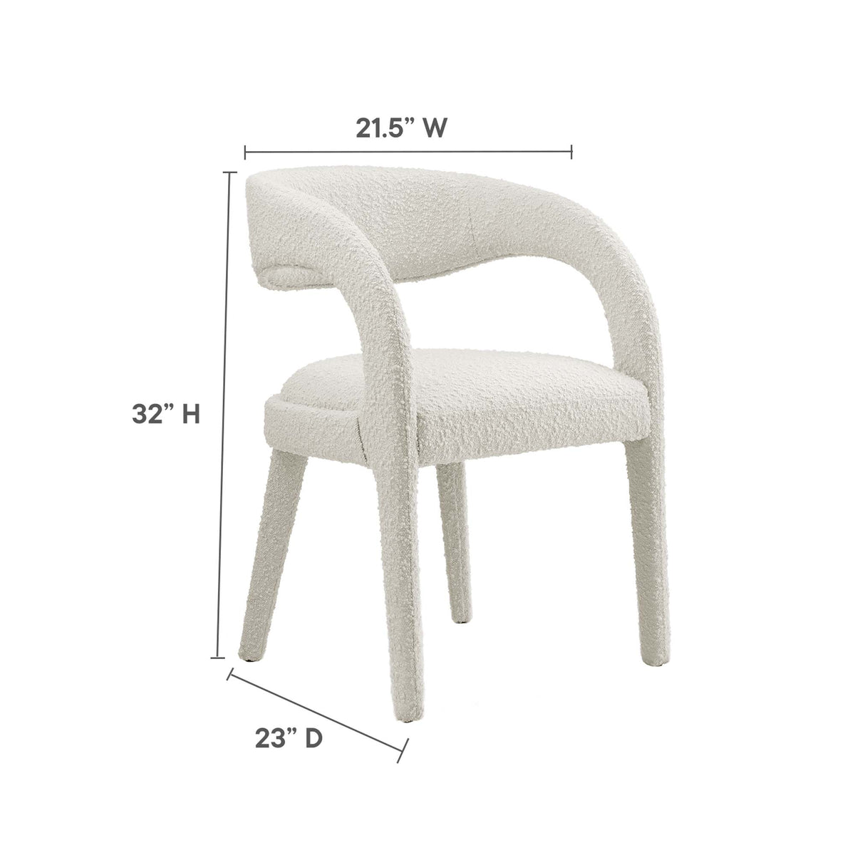 Pinnacle Boucle Upholstered Dining Chair Set of 2 - Ivory
