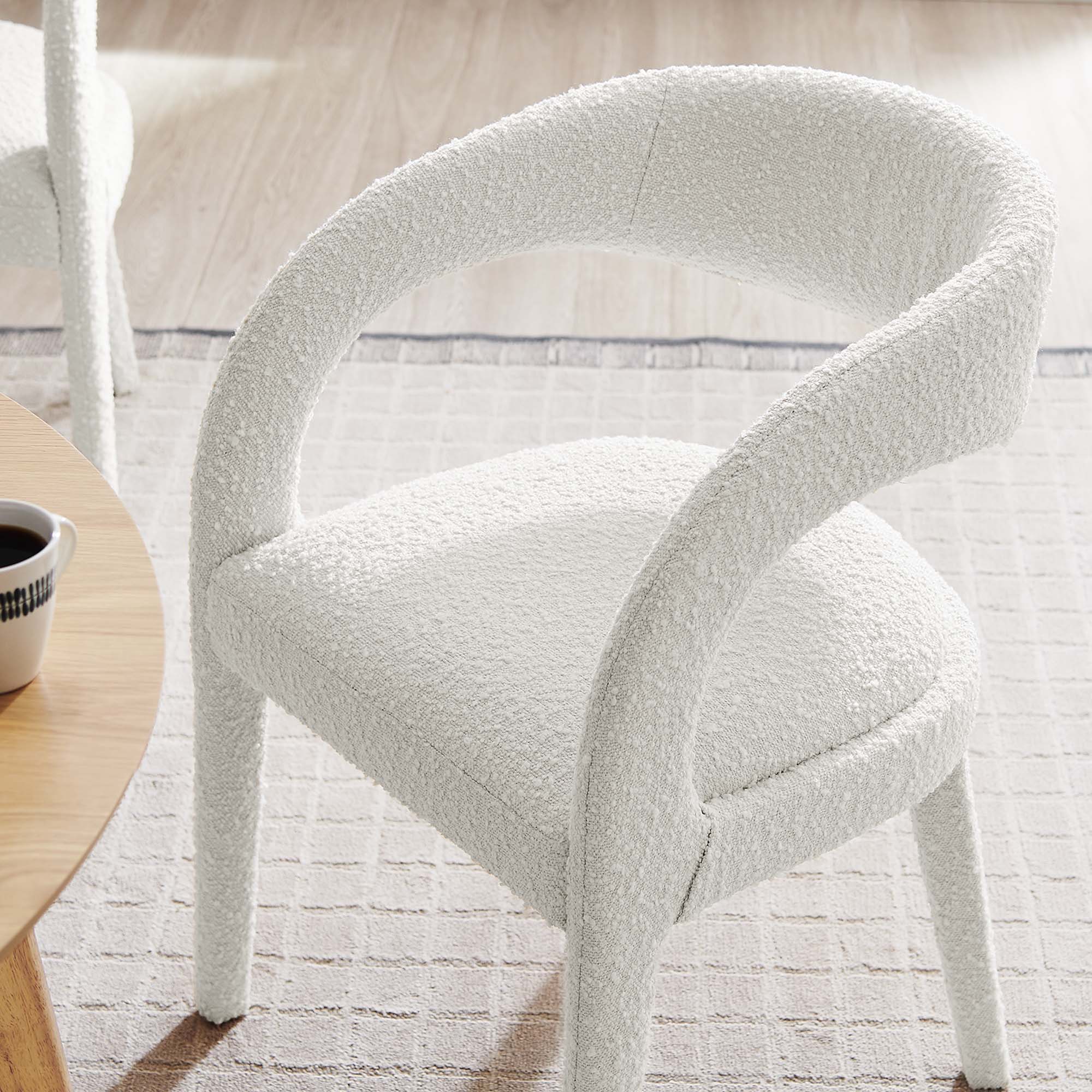 Pinnacle Boucle Upholstered Dining Chair Set of 2 - Ivory