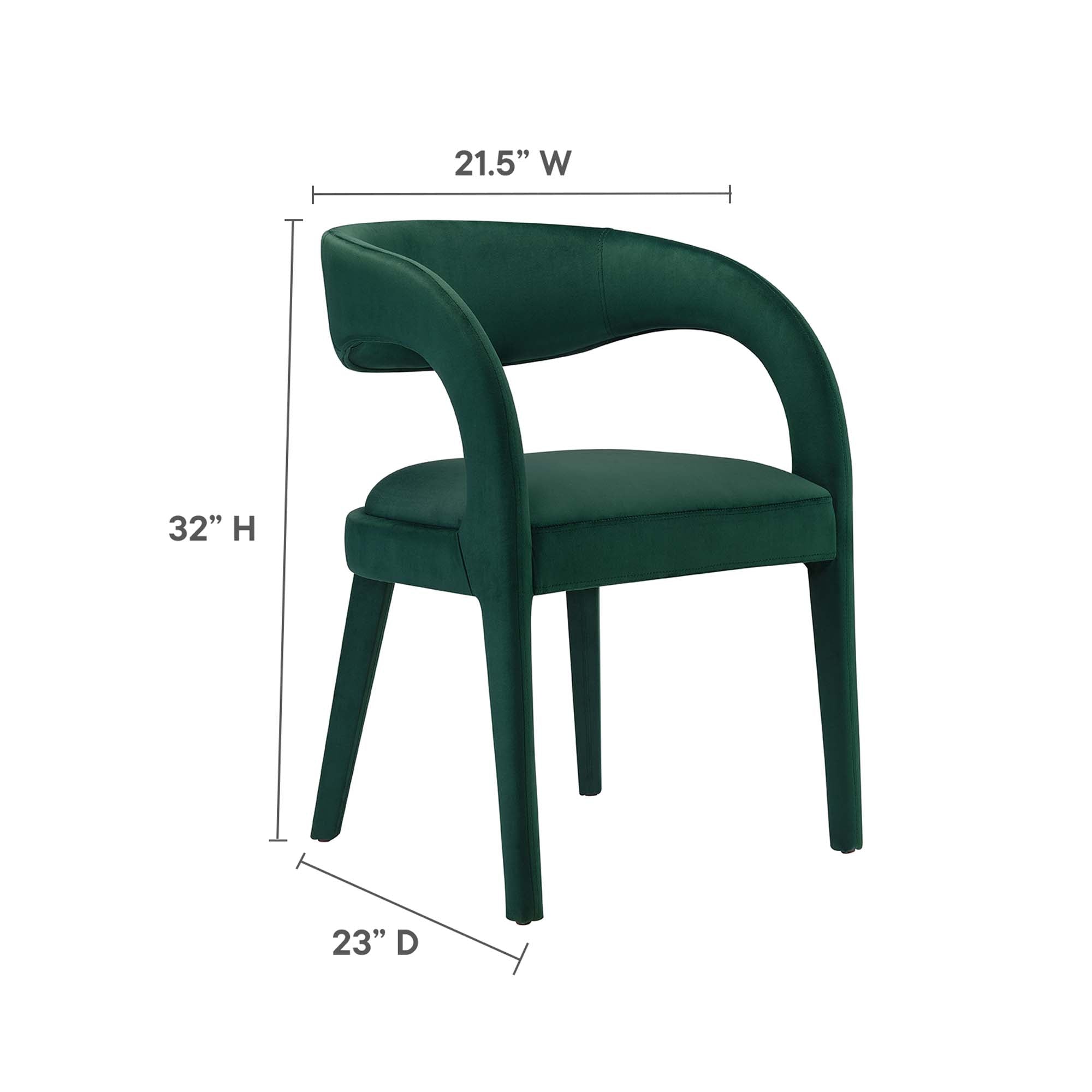 Pinnacle Performance Velvet Dining Chair Set of 2 - Green