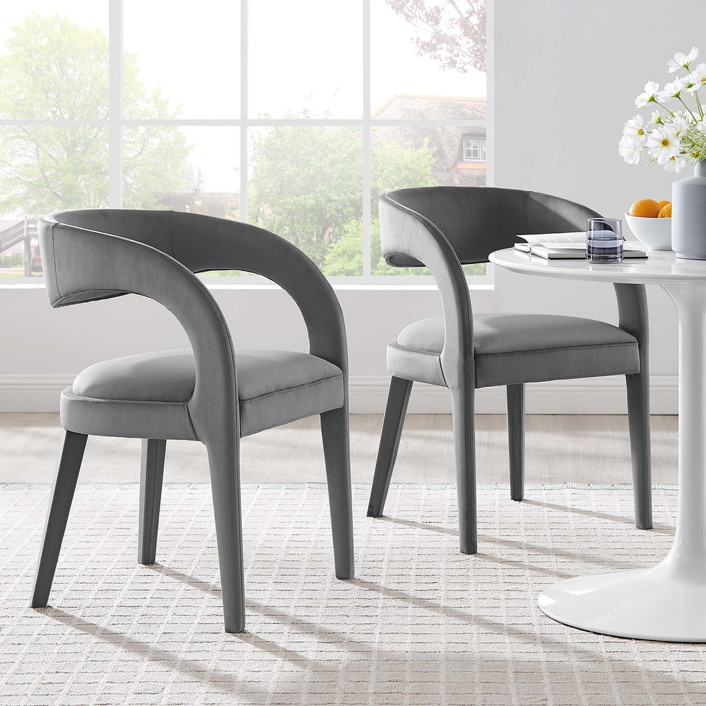 Pinnacle Performance Velvet Dining Chair Set of 2 - Gray
