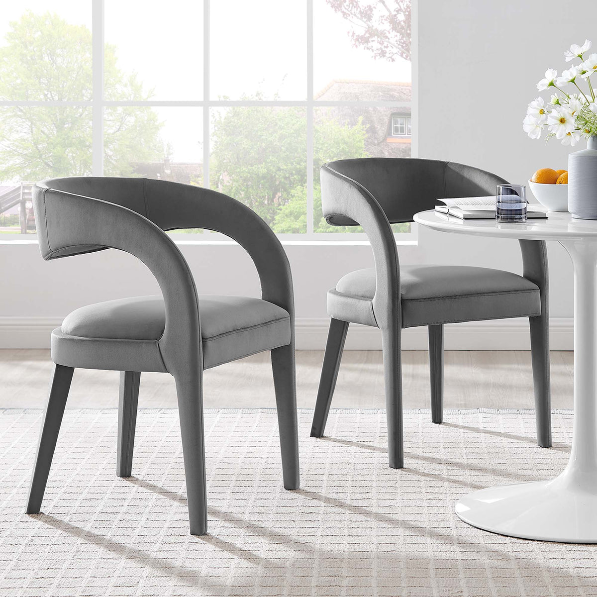 Pinnacle Performance Velvet Dining Chair Set of 2 - Gray