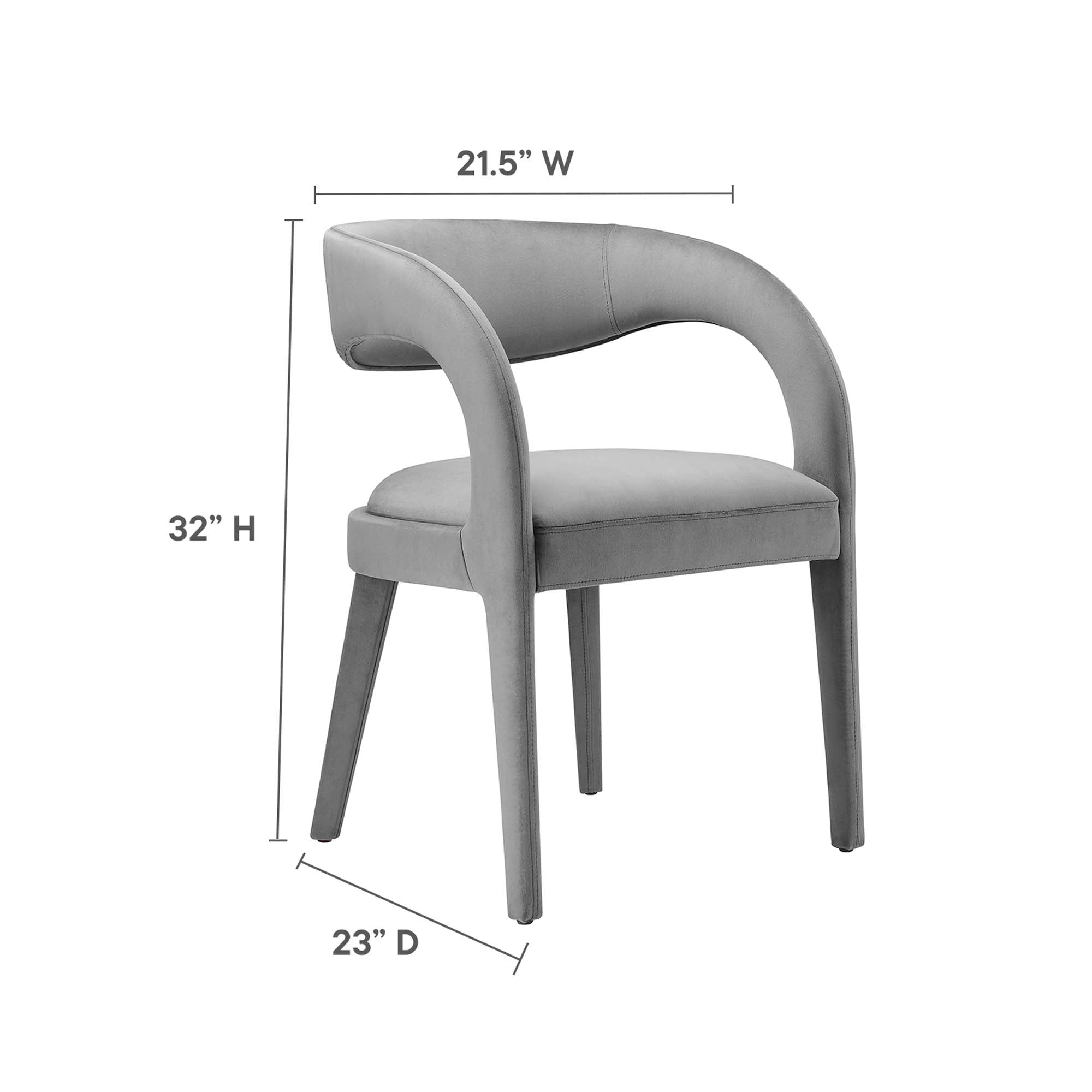 Pinnacle Performance Velvet Dining Chair Set of 2 - Gray