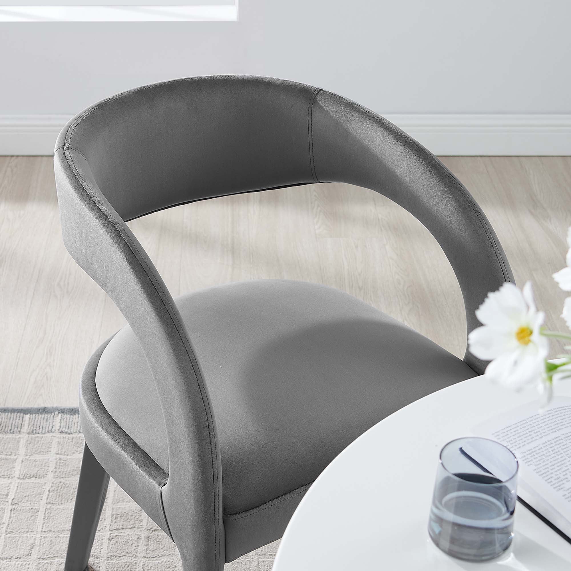 Pinnacle Performance Velvet Dining Chair Set of 2 - Gray