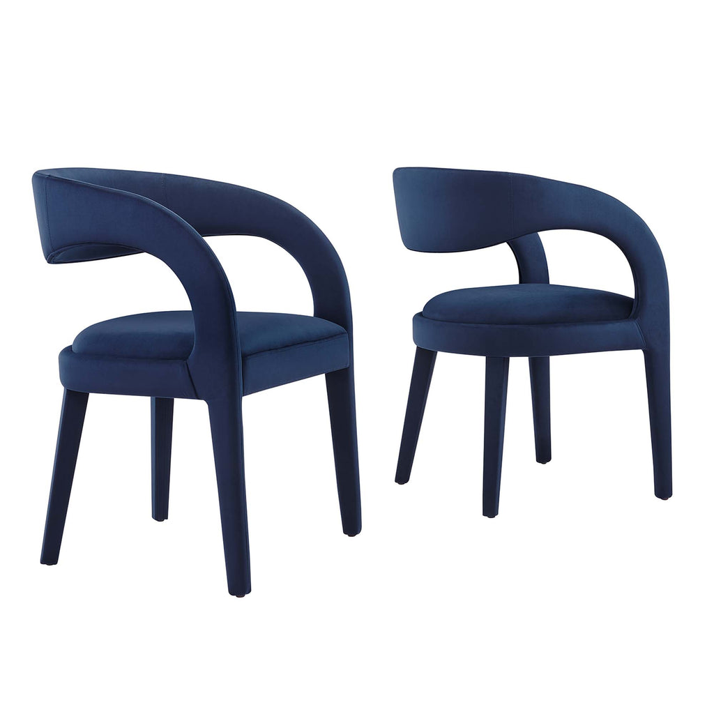 Pinnacle Performance Velvet Dining Chair Set of 2 - Midnight Blue
