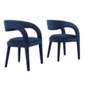 Pinnacle Performance Velvet Dining Chair Set of 2 - Midnight Blue
