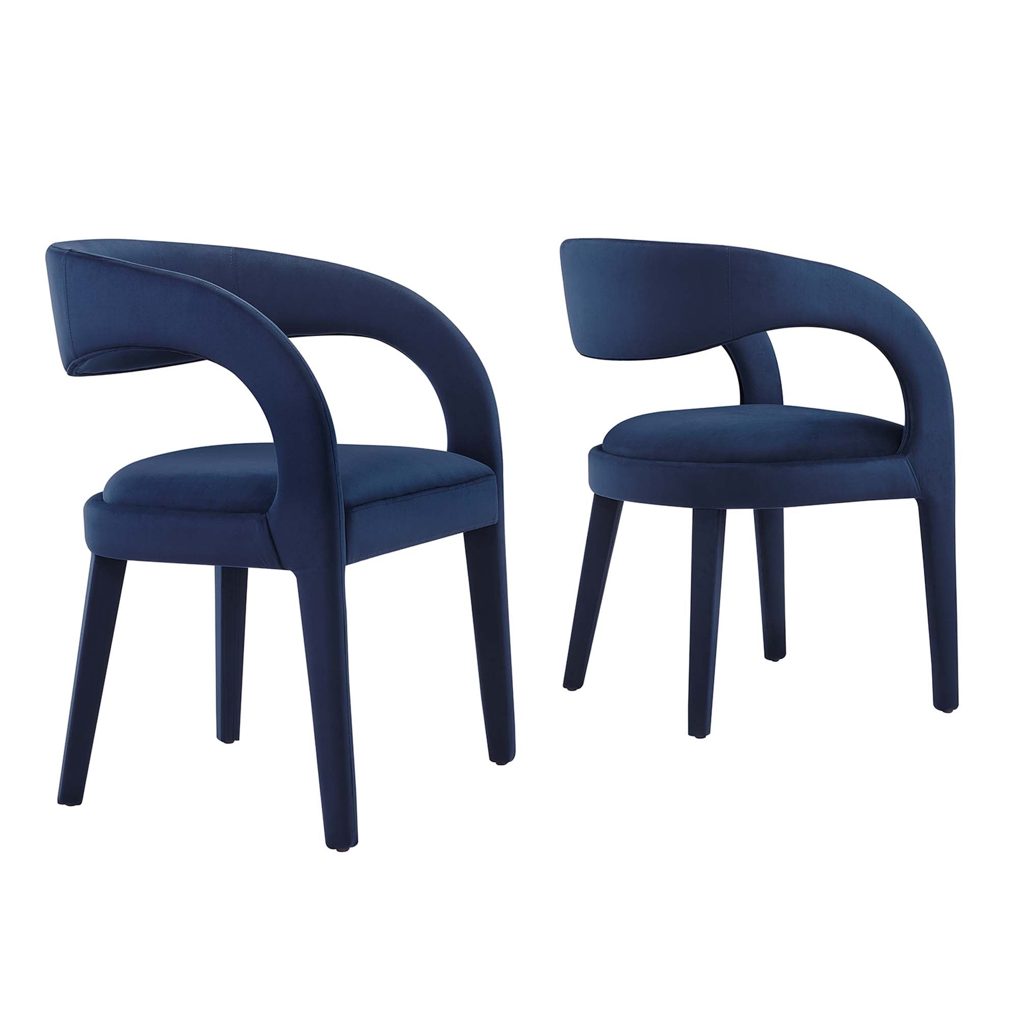Pinnacle Performance Velvet Dining Chair Set of 2 - Midnight Blue
