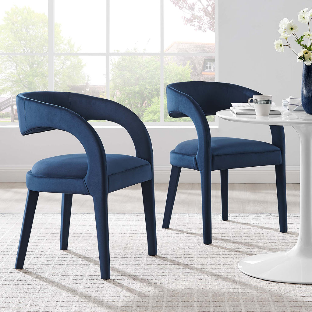 Pinnacle Performance Velvet Dining Chair Set of 2 - Midnight Blue