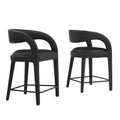 Pinnacle Vegan Leather Counter Stool Set of 2 - Black Black