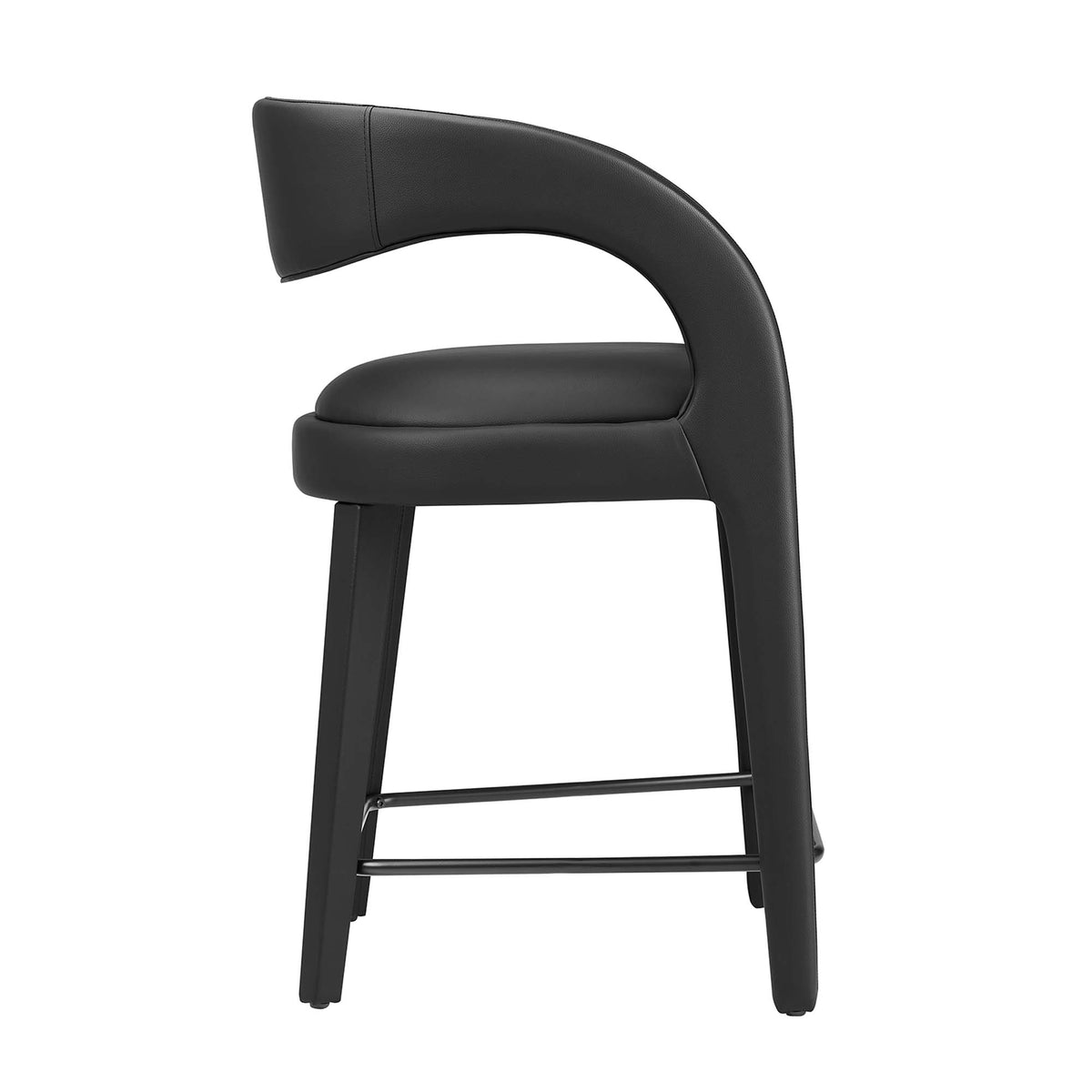 Pinnacle Vegan Leather Counter Stool Set of 2 - Black Black