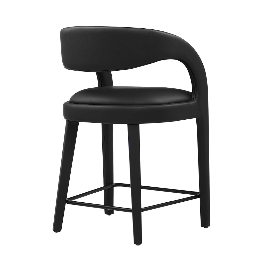 Pinnacle Vegan Leather Counter Stool Set of 2 - Black Black
