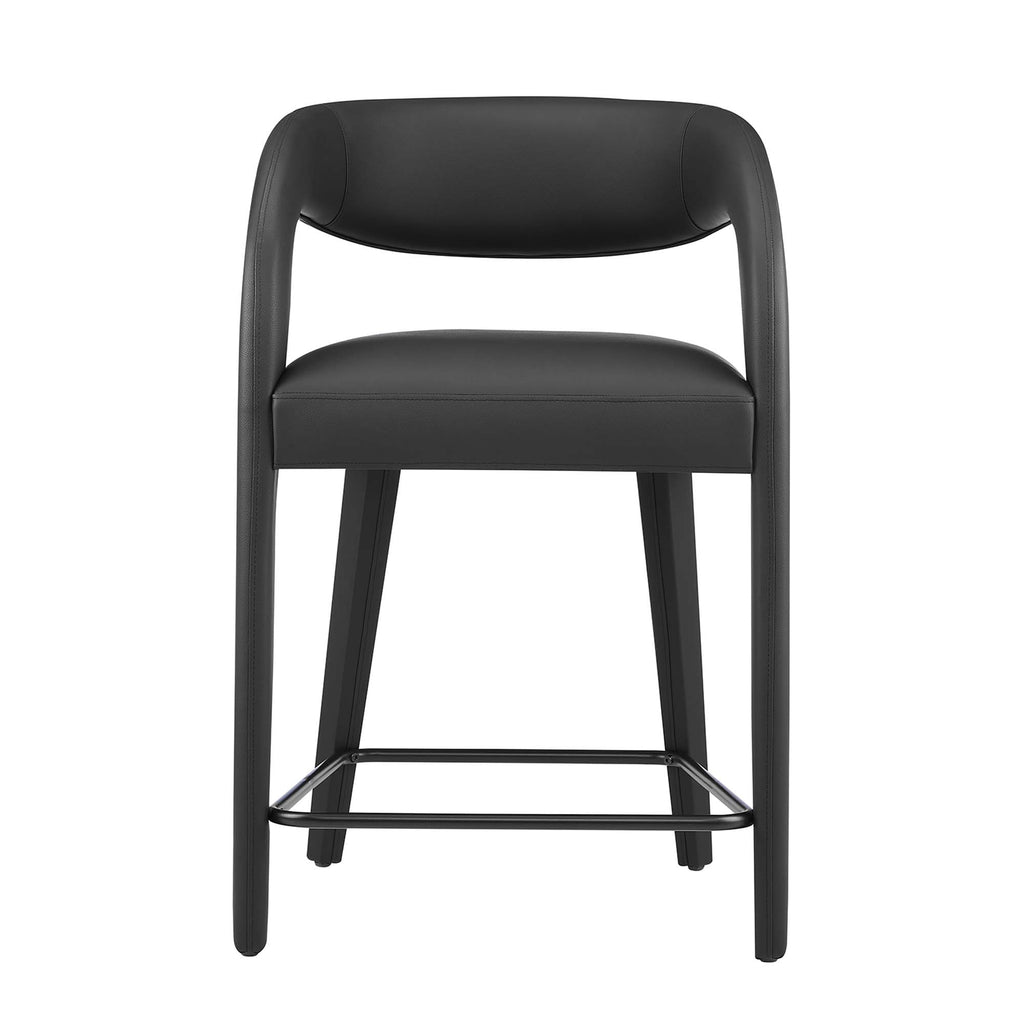 Pinnacle Vegan Leather Counter Stool Set of 2 - Black Black