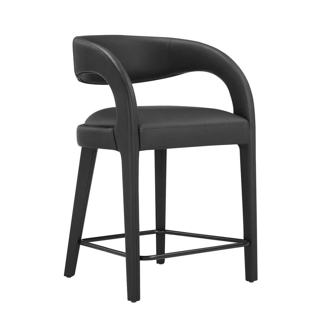 Pinnacle Vegan Leather Counter Stool Set of 2 - Black Black